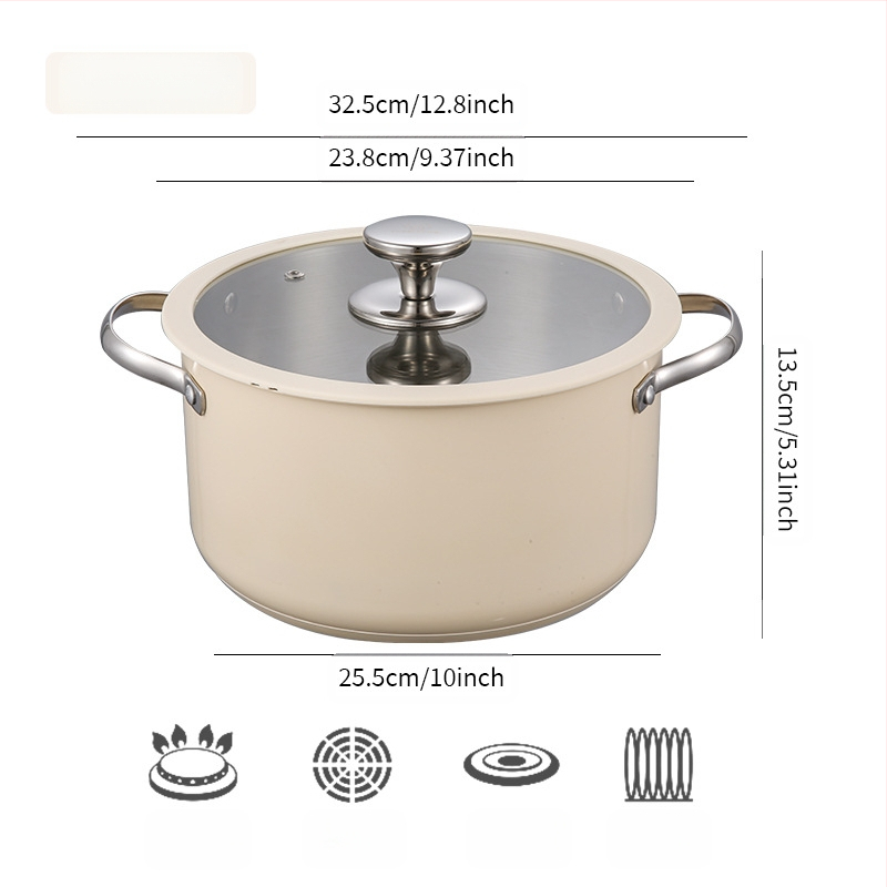 304 nerūdijančio plieno keraminis lakuotas pieno sriubos puodas, garintuvas, silikoninis stiklinis dangtis, mažas puodas, restorano virtuvė