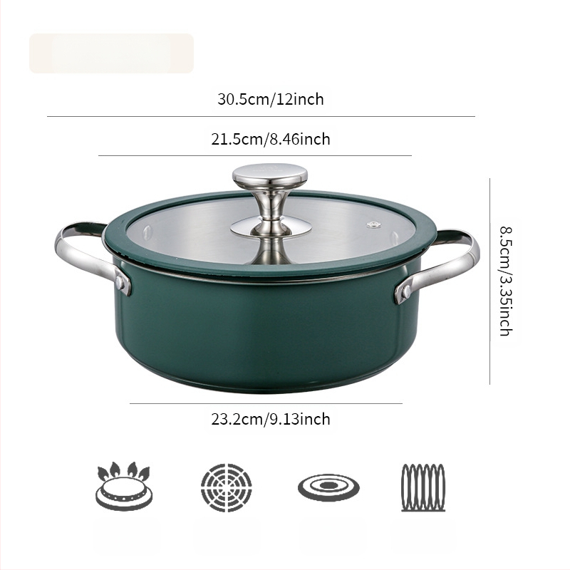 304 nerūdijančio plieno keraminis lakuotas pieno sriubos puodas, garintuvas, silikoninis stiklinis dangtis, mažas puodas, restorano virtuvė