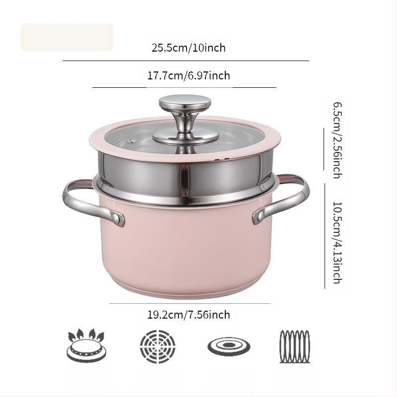 304 nerūdijančio plieno keraminis lakuotas pieno sriubos puodas, garintuvas, silikoninis stiklinis dangtis, mažas puodas, restorano virtuvė