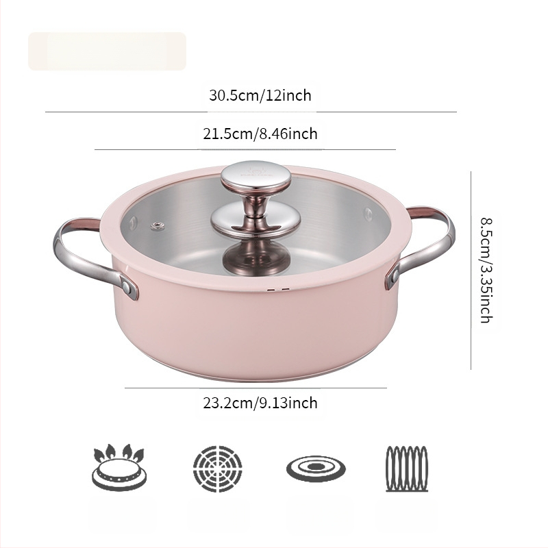 304 nerūdijančio plieno keraminis lakuotas pieno sriubos puodas, garintuvas, silikoninis stiklinis dangtis, mažas puodas, restorano virtuvė