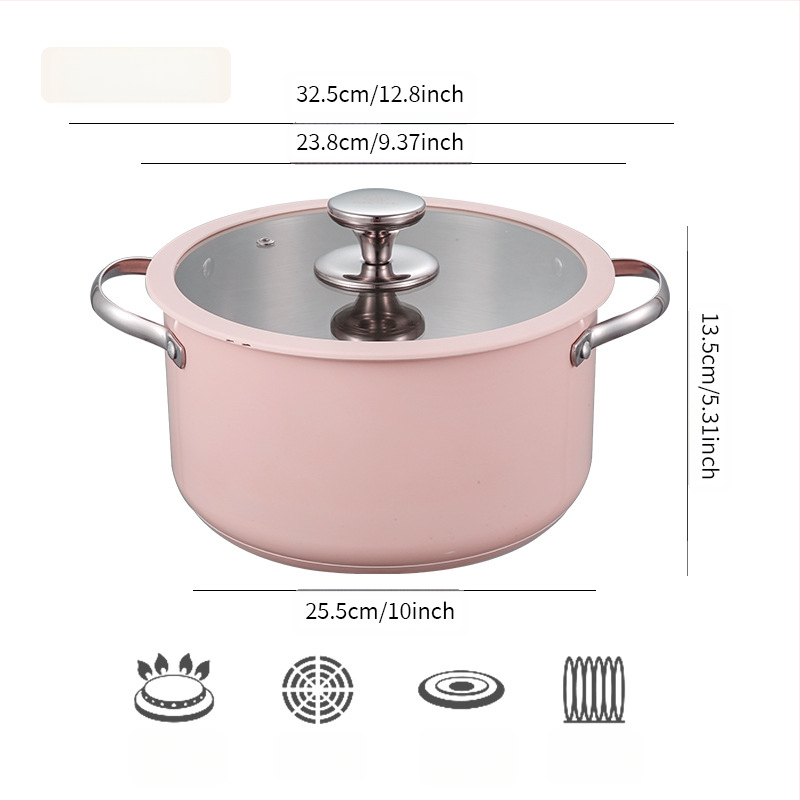 304 nerūdijančio plieno keraminis lakuotas pieno sriubos puodas, garintuvas, silikoninis stiklinis dangtis, mažas puodas, restorano virtuvė