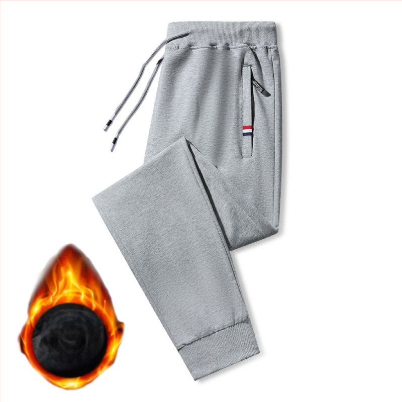 Meeste talvised vabaaja sügis- ja talvestiilis õuespordi dressipüksid fliisvoodriga soojuse ja külmakindluse tagamiseks, pikkust tõstvad pikad püksid fliisist ja paksendatud voodriga