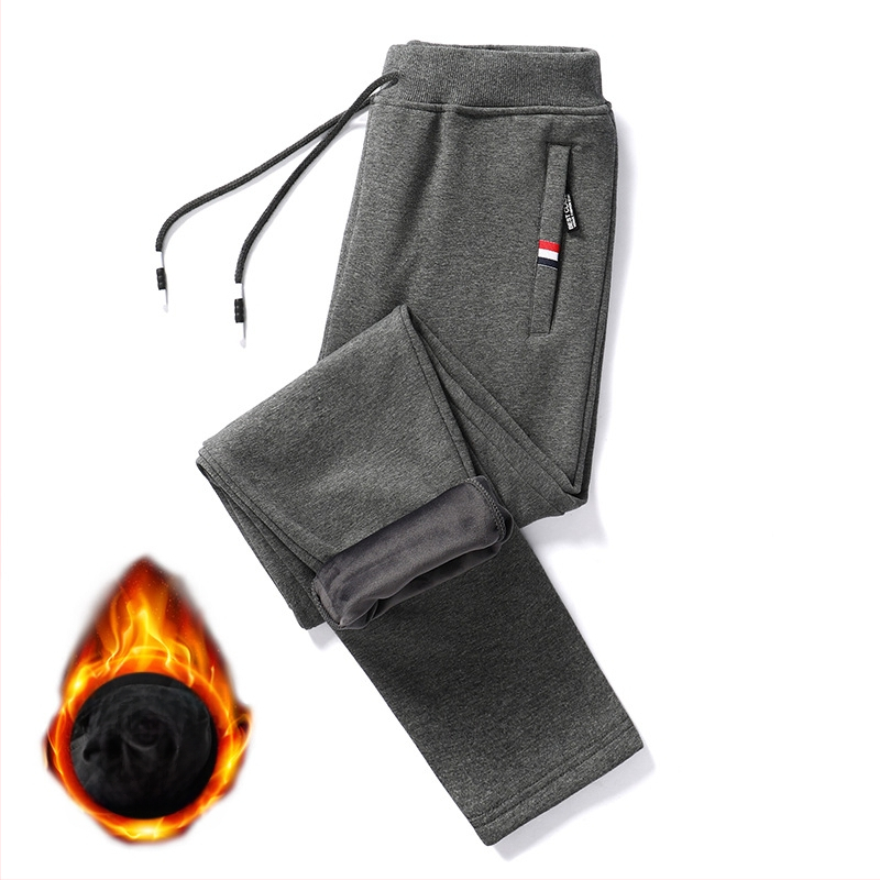 Meeste talvised vabaaja sügis- ja talvestiilis õuespordi dressipüksid fliisvoodriga soojuse ja külmakindluse tagamiseks, pikkust tõstvad pikad püksid fliisist ja paksendatud voodriga