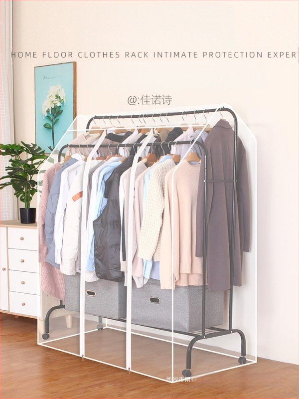 Magas és alacsony dupla rúd akasztós huzat hálószobába, padlóra helyezhető, porvédő huzat, átlátszó ruhákhoz, porvédő huzat kabáttárolóhoz