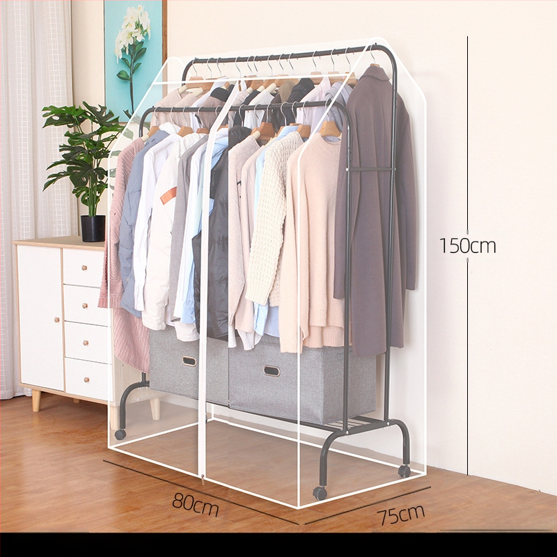 Magas és alacsony dupla rúd akasztós huzat hálószobába, padlóra helyezhető, porvédő huzat, átlátszó ruhákhoz, porvédő huzat kabáttárolóhoz