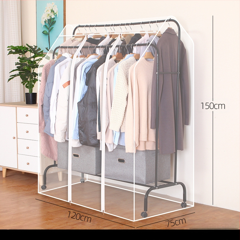 Magas és alacsony dupla rúd akasztós huzat hálószobába, padlóra helyezhető, porvédő huzat, átlátszó ruhákhoz, porvédő huzat kabáttárolóhoz