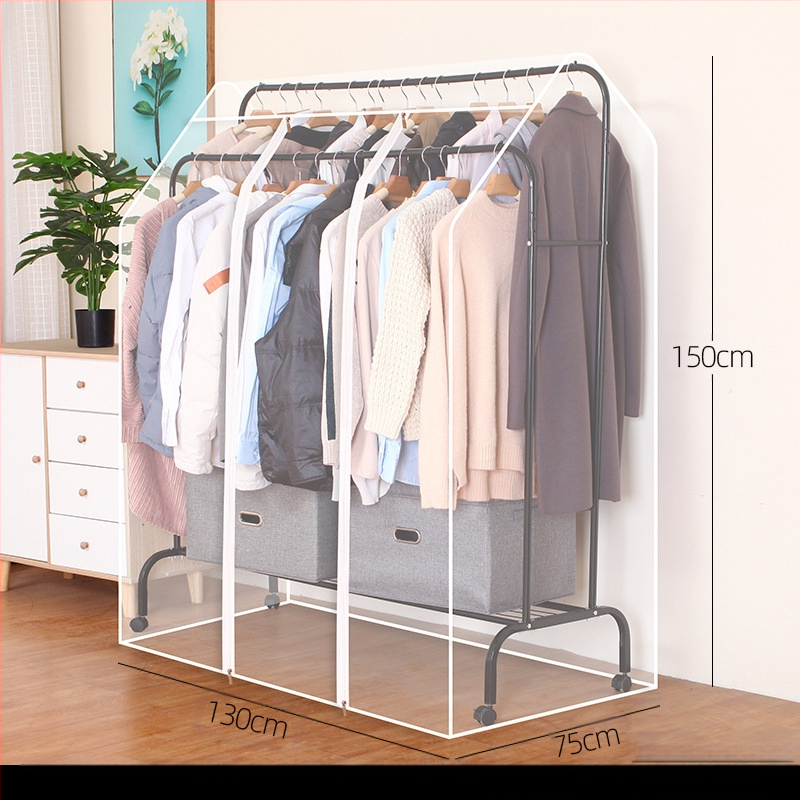 Magas és alacsony dupla rúd akasztós huzat hálószobába, padlóra helyezhető, porvédő huzat, átlátszó ruhákhoz, porvédő huzat kabáttárolóhoz