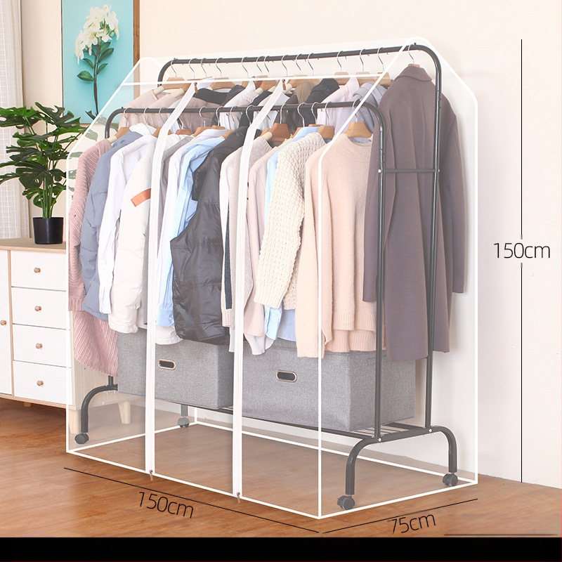 Magas és alacsony dupla rúd akasztós huzat hálószobába, padlóra helyezhető, porvédő huzat, átlátszó ruhákhoz, porvédő huzat kabáttárolóhoz