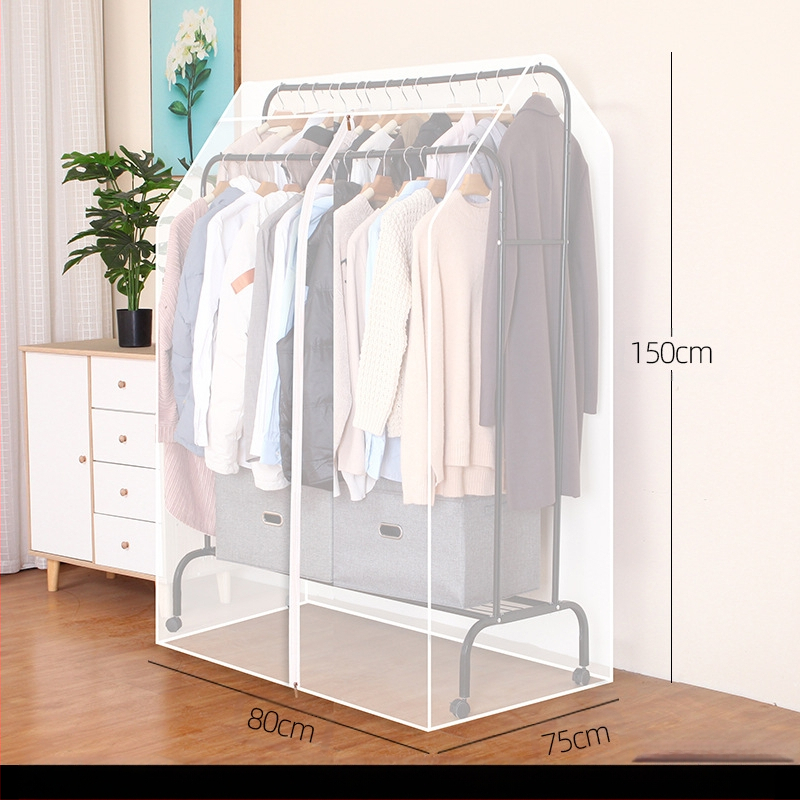 Magas és alacsony dupla rúd akasztós huzat hálószobába, padlóra helyezhető, porvédő huzat, átlátszó ruhákhoz, porvédő huzat kabáttárolóhoz