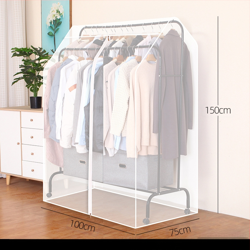 Magas és alacsony dupla rúd akasztós huzat hálószobába, padlóra helyezhető, porvédő huzat, átlátszó ruhákhoz, porvédő huzat kabáttárolóhoz