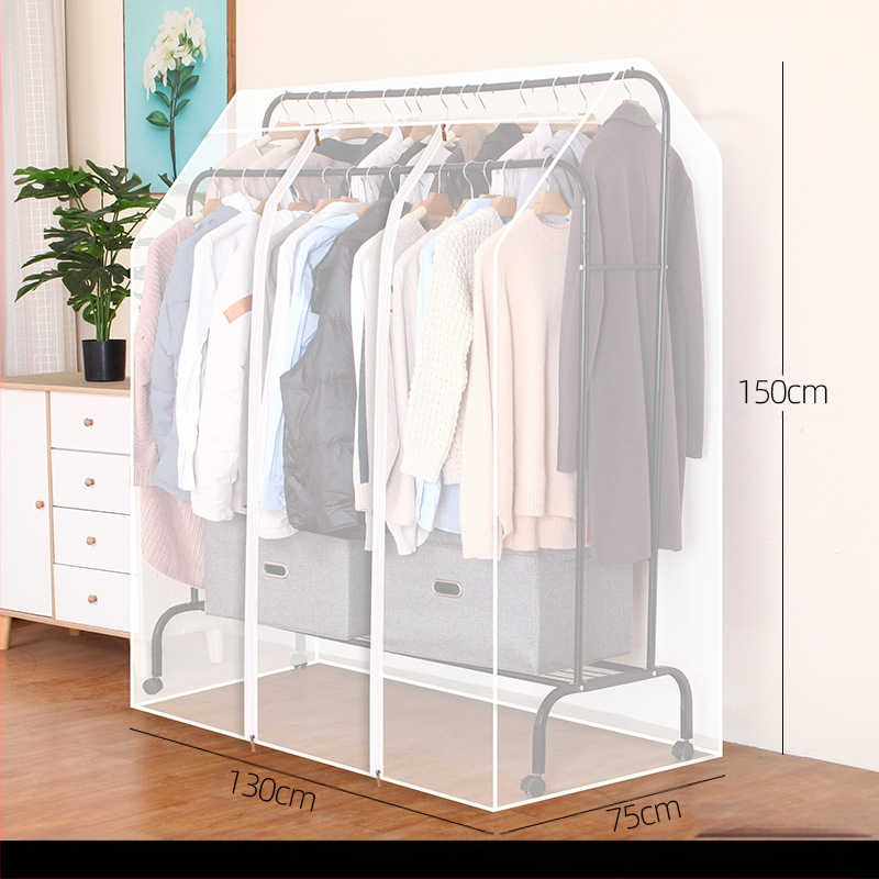 Magas és alacsony dupla rúd akasztós huzat hálószobába, padlóra helyezhető, porvédő huzat, átlátszó ruhákhoz, porvédő huzat kabáttárolóhoz