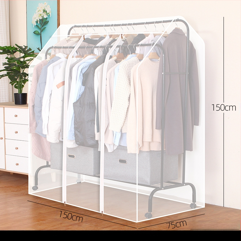 Magas és alacsony dupla rúd akasztós huzat hálószobába, padlóra helyezhető, porvédő huzat, átlátszó ruhákhoz, porvédő huzat kabáttárolóhoz