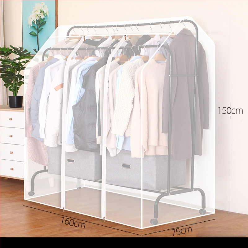 Magas és alacsony dupla rúd akasztós huzat hálószobába, padlóra helyezhető, porvédő huzat, átlátszó ruhákhoz, porvédő huzat kabáttárolóhoz