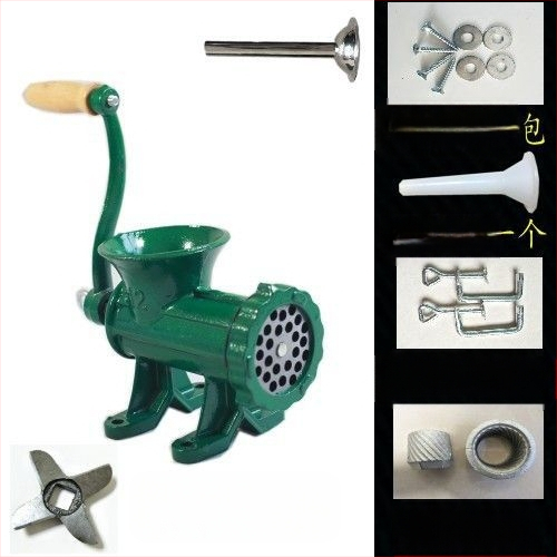 Старомодна чугунена ръчна месомелачка № 12, ръчна плънка за наденици, месомелачка, машина за наденици, мелачка за пилешко месо, мелачка за риба, други не са включени