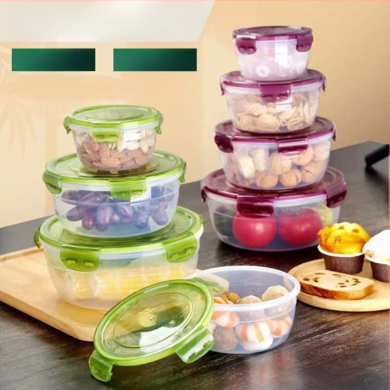 Prekogranični zadebljani plastični set za povrće, prehrambena kvaliteta, velikog kapaciteta, zatvorena kutija, kuhinjska okrugla posuda za povrće, za mikrovalnu pećnicu