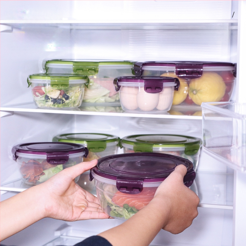 Prekogranični zadebljani plastični set za povrće, prehrambena kvaliteta, velikog kapaciteta, zatvorena kutija, kuhinjska okrugla posuda za povrće, za mikrovalnu pećnicu