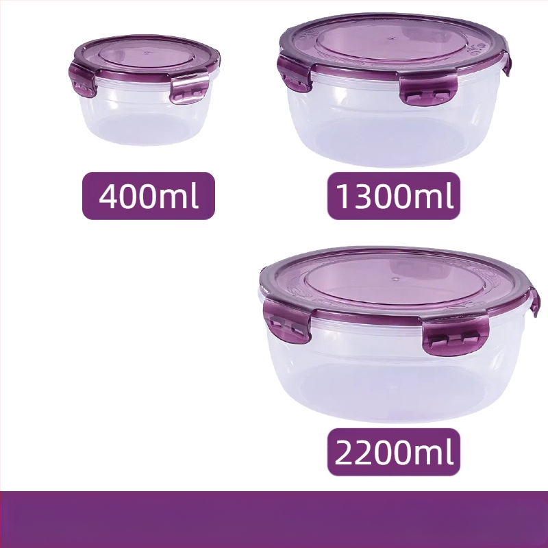 Prekogranični zadebljani plastični set za povrće, prehrambena kvaliteta, velikog kapaciteta, zatvorena kutija, kuhinjska okrugla posuda za povrće, za mikrovalnu pećnicu