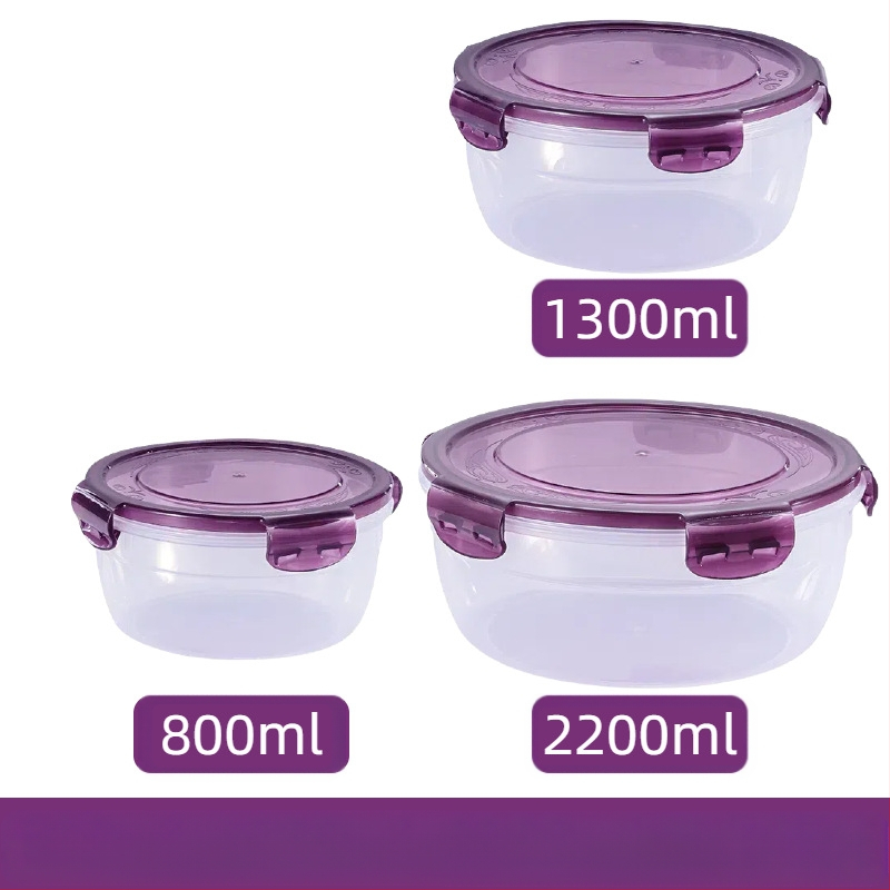 Prekogranični zadebljani plastični set za povrće, prehrambena kvaliteta, velikog kapaciteta, zatvorena kutija, kuhinjska okrugla posuda za povrće, za mikrovalnu pećnicu