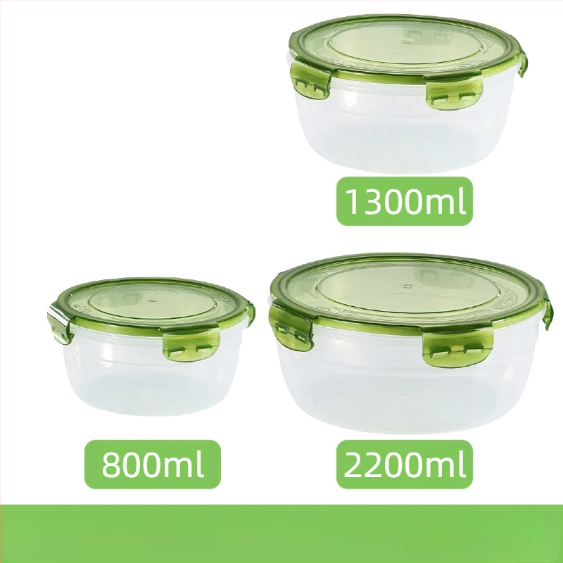 Prekogranični zadebljani plastični set za povrće, prehrambena kvaliteta, velikog kapaciteta, zatvorena kutija, kuhinjska okrugla posuda za povrće, za mikrovalnu pećnicu