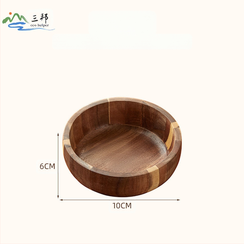 Akácfa salátástál otthoni használatra, természetes bambusztál, extra nagy fa tésztatál, gyermek leesés- és forrázásgátló tál