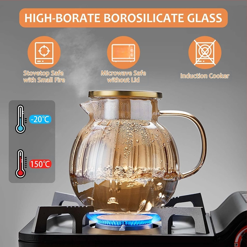 Naujas stiklinis šalto vandens virdulys, atsparus aukštai temperatūrai ir sprogimui šalto vandens virdulys, „Lanling“ virdulys, sutirštintas buitinis didelės talpos šalto virinto vandens puodelis