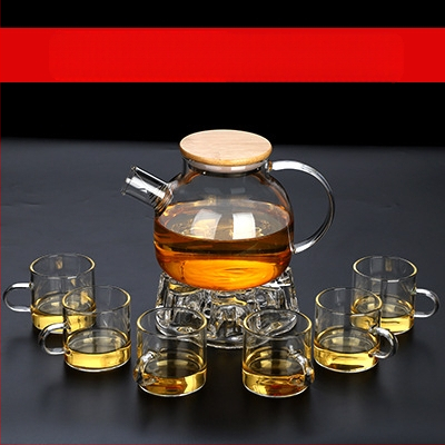 Arbatinukas stiklinis šalto vandens virdulys, aukštai temperatūrai atsparus gėlių formos arbatinukas su filtru, buitinė žvakė arbatai ruošti, didelis karšto vandens virdulys