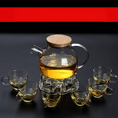 Arbatinukas stiklinis šalto vandens virdulys, aukštai temperatūrai atsparus gėlių formos arbatinukas su filtru, buitinė žvakė arbatai ruošti, didelis karšto vandens virdulys