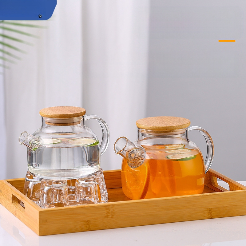 Arbatinukas stiklinis šalto vandens virdulys, aukštai temperatūrai atsparus gėlių formos arbatinukas su filtru, buitinė žvakė arbatai ruošti, didelis karšto vandens virdulys