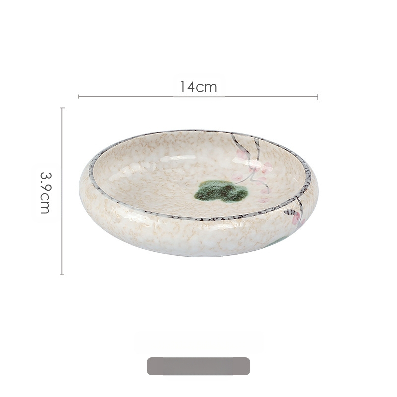 „Meiguang“ japoniško stiliaus keraminiai stalo įrankiai, 6 colių apvali gili lėkštė, korėjietiško stiliaus kimchi suši vaisių lėkštė, šaltų patiekalų stalo įrankiai