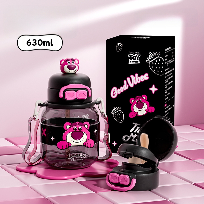 Sanrio Kidsren's Nezha vízipohár nyári lány diák iskoláslány esésgátló hordozható rajzfilm új dupla szívószálas pohár