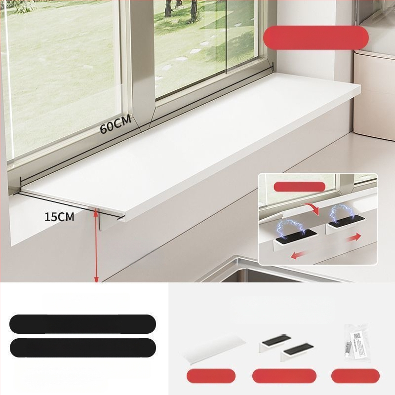 Löögivaba köögi aknalaua pikendusplaadi hoiuriiul, tööpinna laiendatud akna magnetiline vaheseina pikendus, kahekihiline hoiuriiul