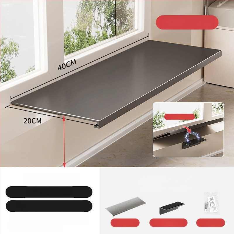 Löögivaba köögi aknalaua pikendusplaadi hoiuriiul, tööpinna laiendatud akna magnetiline vaheseina pikendus, kahekihiline hoiuriiul