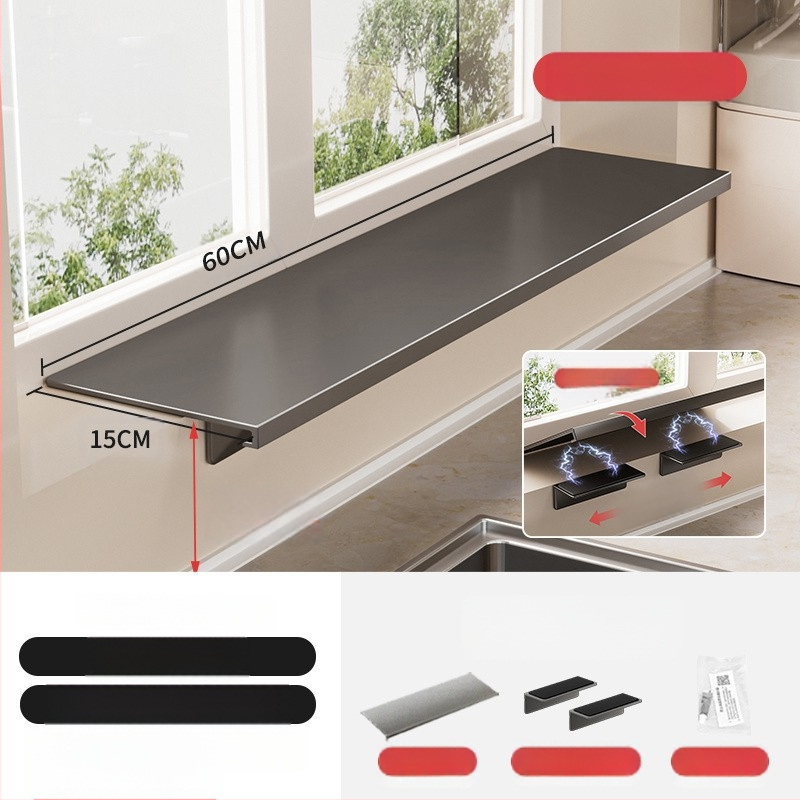 Löögivaba köögi aknalaua pikendusplaadi hoiuriiul, tööpinna laiendatud akna magnetiline vaheseina pikendus, kahekihiline hoiuriiul