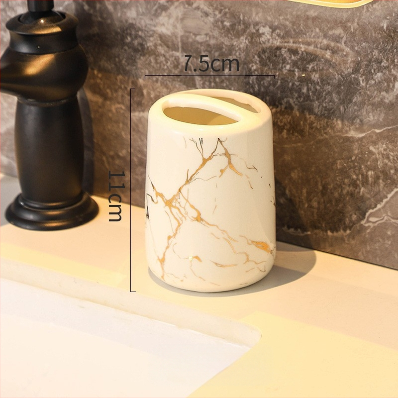 Euroopa stiilis moodne tekiga hoiustatav hambaharjahoidja majapidamise vannitoas marmormustriga keraamiline kosmeetiline paarile mõeldud hambaharja tass