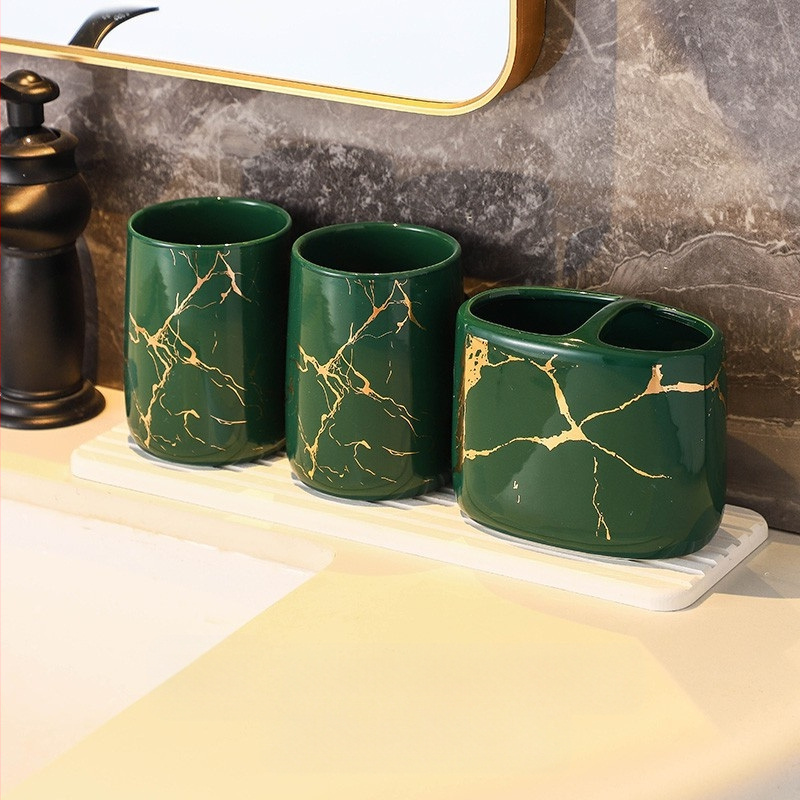 Euroopa stiilis moodne tekiga hoiustatav hambaharjahoidja majapidamise vannitoas marmormustriga keraamiline kosmeetiline paarile mõeldud hambaharja tass