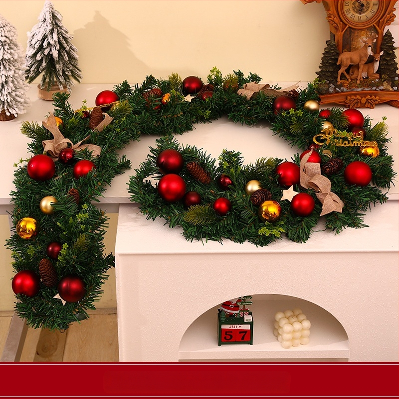 2025 noi decorațiuni de Crăciun, ornamente din ratan, agățat pe ușă, fundal, recuzită de perete, coroană, pandantiv, aspect scenă de activitate