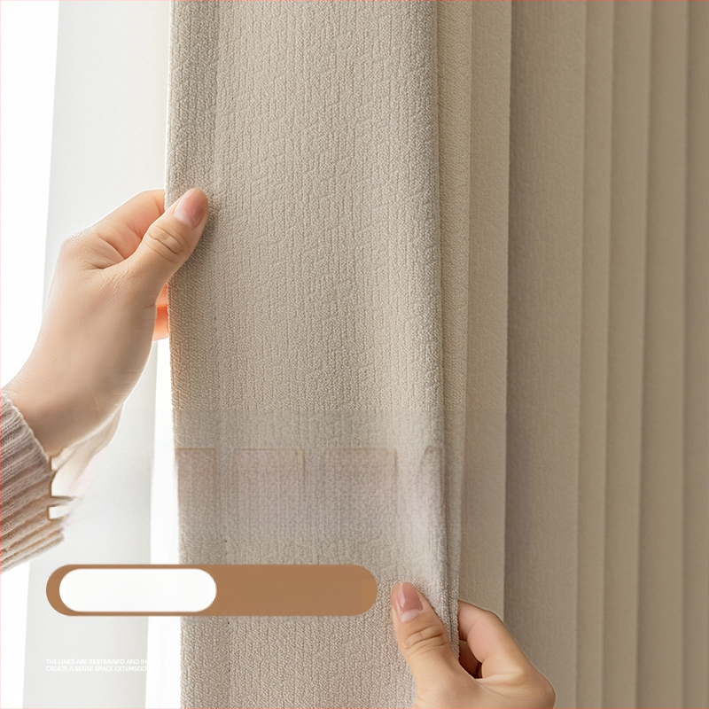 Miegamojo užuolaidos, visiškai užtamsintos, sutirštintos medvilnės ir lino, modernios, paprastos prancūziško įėjimo, prabangios „matcha“ spalvos, apdailos svetainės, gamyklinis tiesioginis pardavimas.