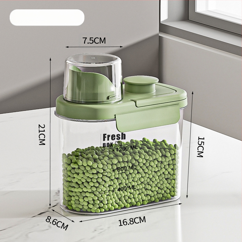 Nedvességálló, hordozható, lezárt üveges gabonapehely üveg konyhai tárolódoboz átlátszó kisállateledel rizsvödör tea tárolóedény