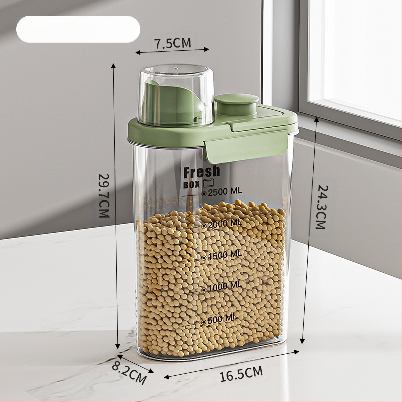 Nedvességálló, hordozható, lezárt üveges gabonapehely üveg konyhai tárolódoboz átlátszó kisállateledel rizsvödör tea tárolóedény