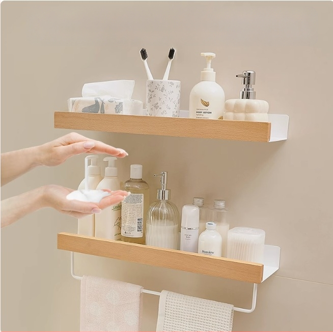 Kreminio stiliaus rąstinė tualeto laikymo lentyna, praplatinta be perforatoriaus, tualeto, vonios kambario, praustuvo laikymo lentyna