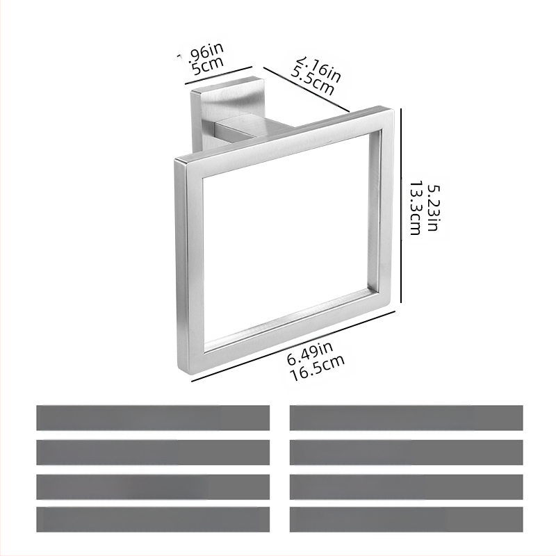 ♡Skersinis kvadratinis vamzdinis rankšluosčių kabykla, nerūdijančio plieno rankšluosčių kabykla, rankšluosčių žiedas, vonios kambario palto kabliukas, servetėlių laikiklis, vonios kambario pakabinimas