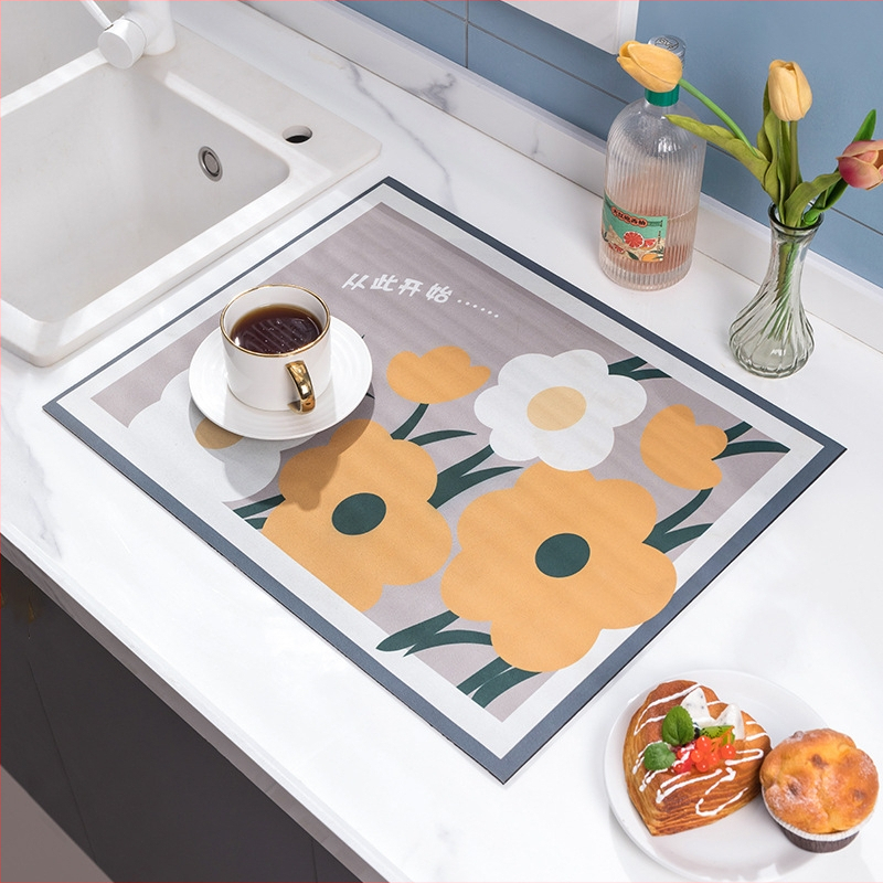 Sugeriantis greitai džiūstantis diatomų purvo apsauginis kilimėlis kriauklės kriauklės dumblas dumblas geras purvui atsparus šilumos izoliacinis kilimėlis virtuvės stalviršio drenažo kilimėlis