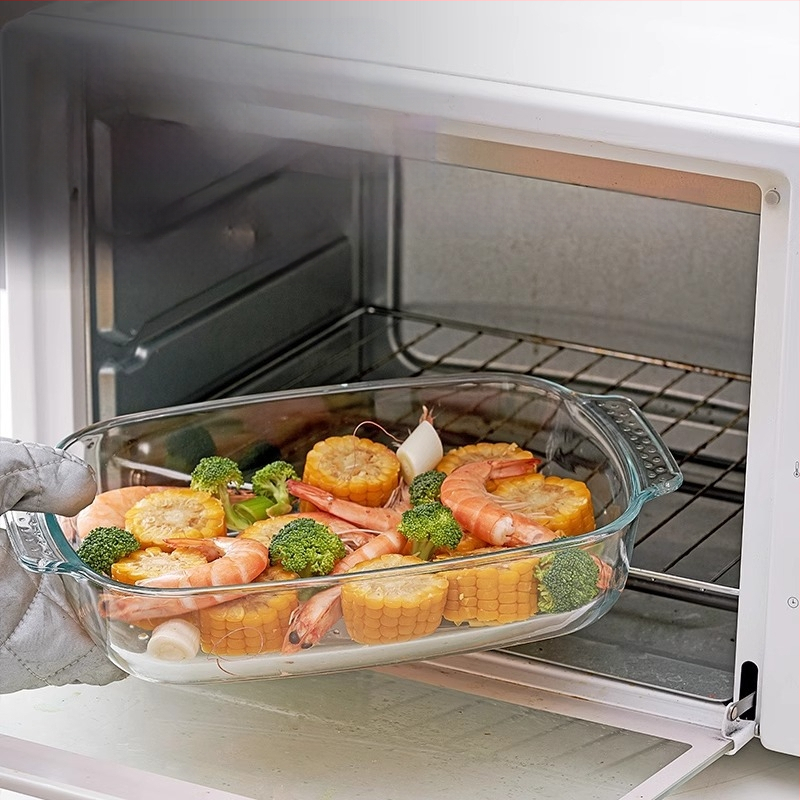 Mikrohullámú sütőben hőálló üveg sütőtálca sütőben sütőedények sült rizses tál párolt edények kerek téglalap alakú párolt halas tányér kristályedény