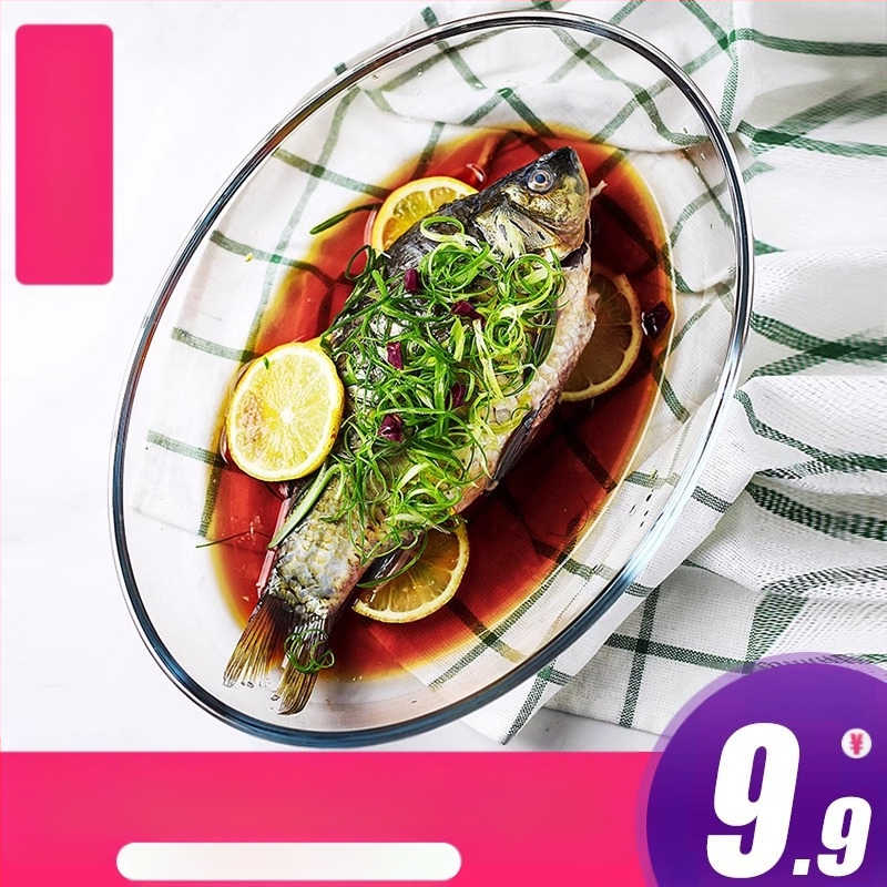 Mikrohullámú sütőben hőálló üveg sütőtálca sütőben sütőedények sült rizses tál párolt edények kerek téglalap alakú párolt halas tányér kristályedény