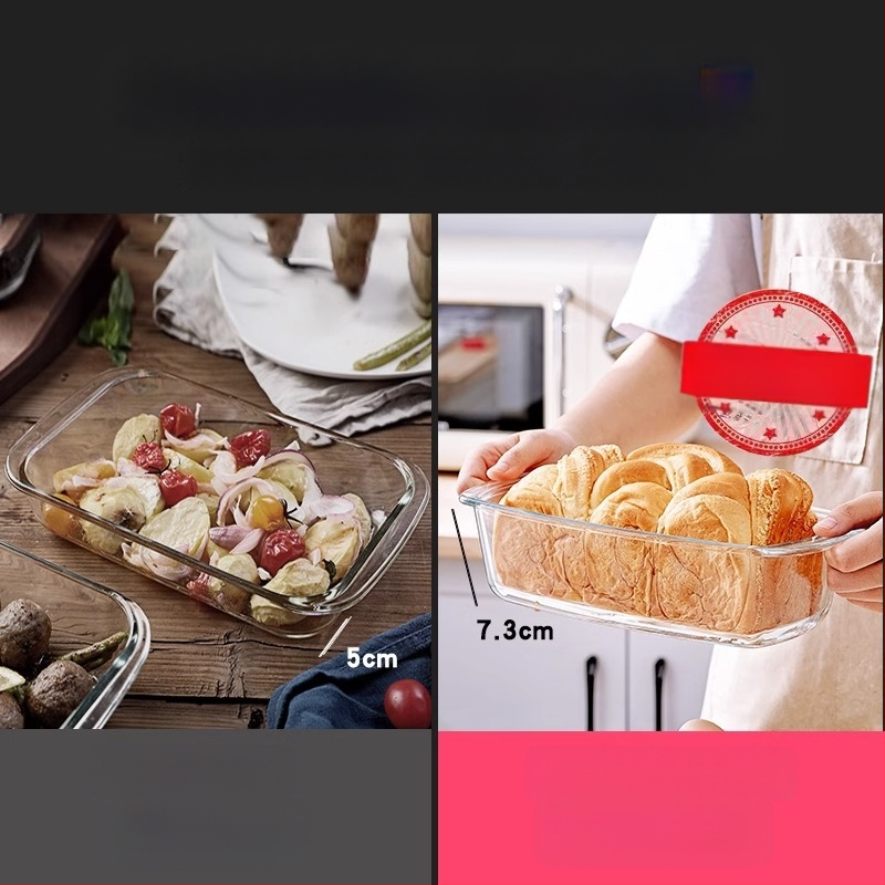 Mikrohullámú sütőben hőálló üveg sütőtálca sütőben sütőedények sült rizses tál párolt edények kerek téglalap alakú párolt halas tányér kristályedény