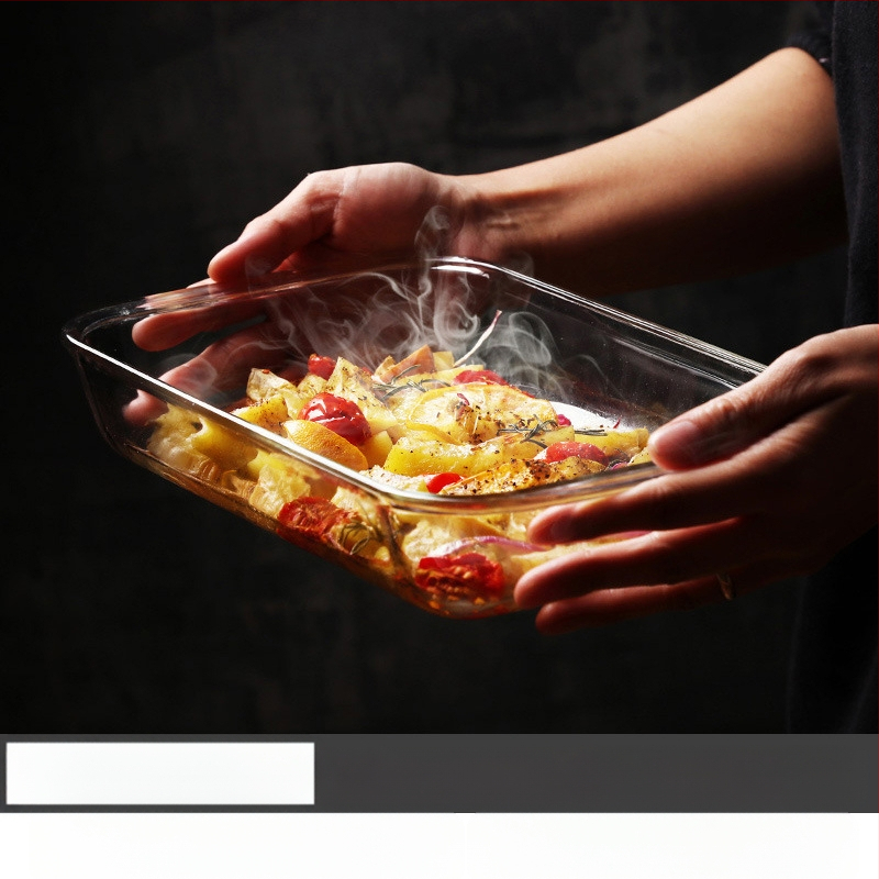 Mikrohullámú sütőben hőálló üveg sütőtálca sütőben sütőedények sült rizses tál párolt edények kerek téglalap alakú párolt halas tányér kristályedény