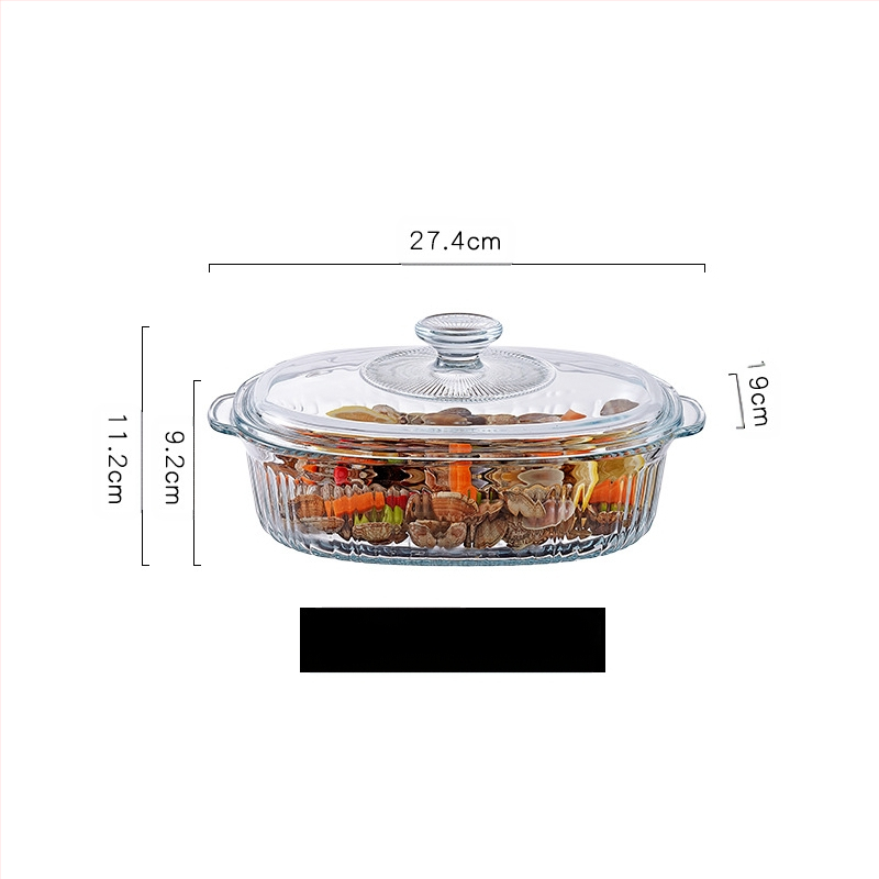 Mikrohullámú sütőben hőálló üveg sütőtálca sütőben sütőedények sült rizses tál párolt edények kerek téglalap alakú párolt halas tányér kristályedény