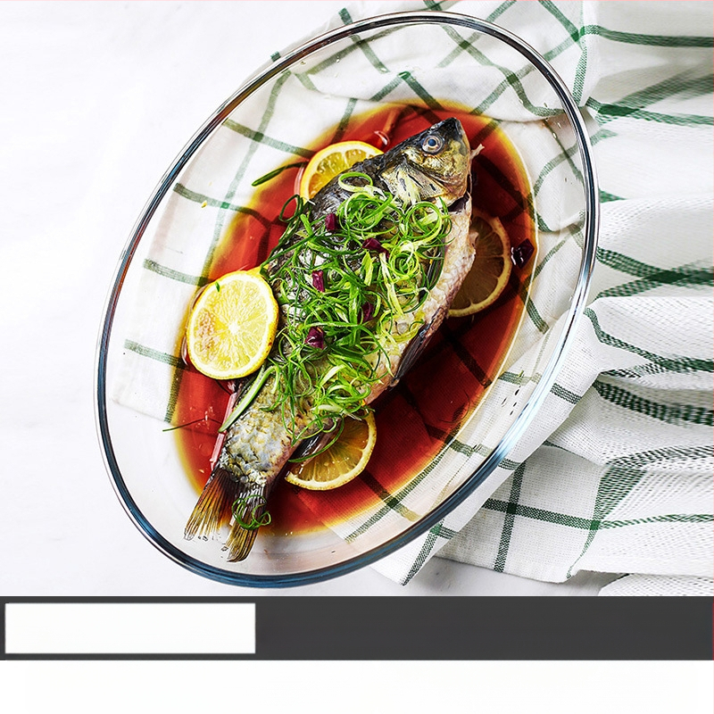 Mikrohullámú sütőben hőálló üveg sütőtálca sütőben sütőedények sült rizses tál párolt edények kerek téglalap alakú párolt halas tányér kristályedény