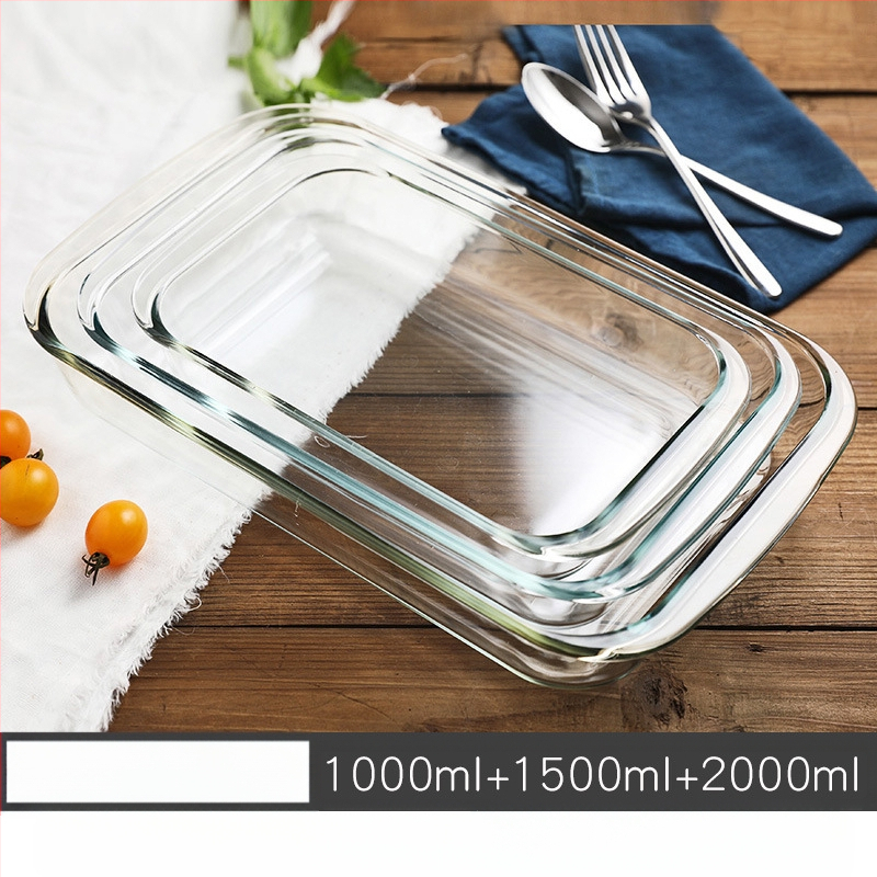 Mikrohullámú sütőben hőálló üveg sütőtálca sütőben sütőedények sült rizses tál párolt edények kerek téglalap alakú párolt halas tányér kristályedény
