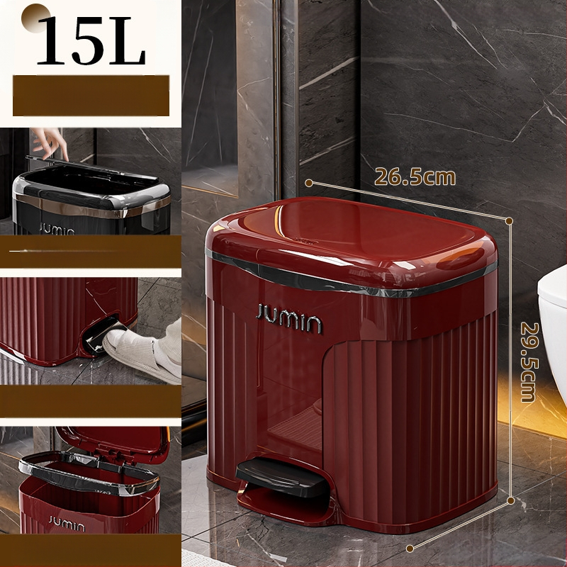 Plastmasas PP virtuves atkritumu tvertne ar vāku, ar kāju darbināmu, mājas viesistabai, pieejamai, luksusa, augstas klases, lielas ietilpības vannas istabai, guļamistabai